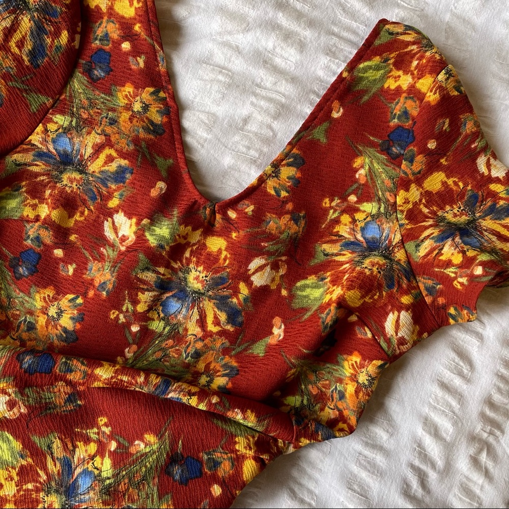 Everly Fit and Flare Rust Red Dress Size L